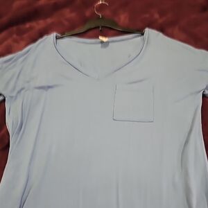 Sew In Love Sky Blue V-Neck Short Sleeve Top